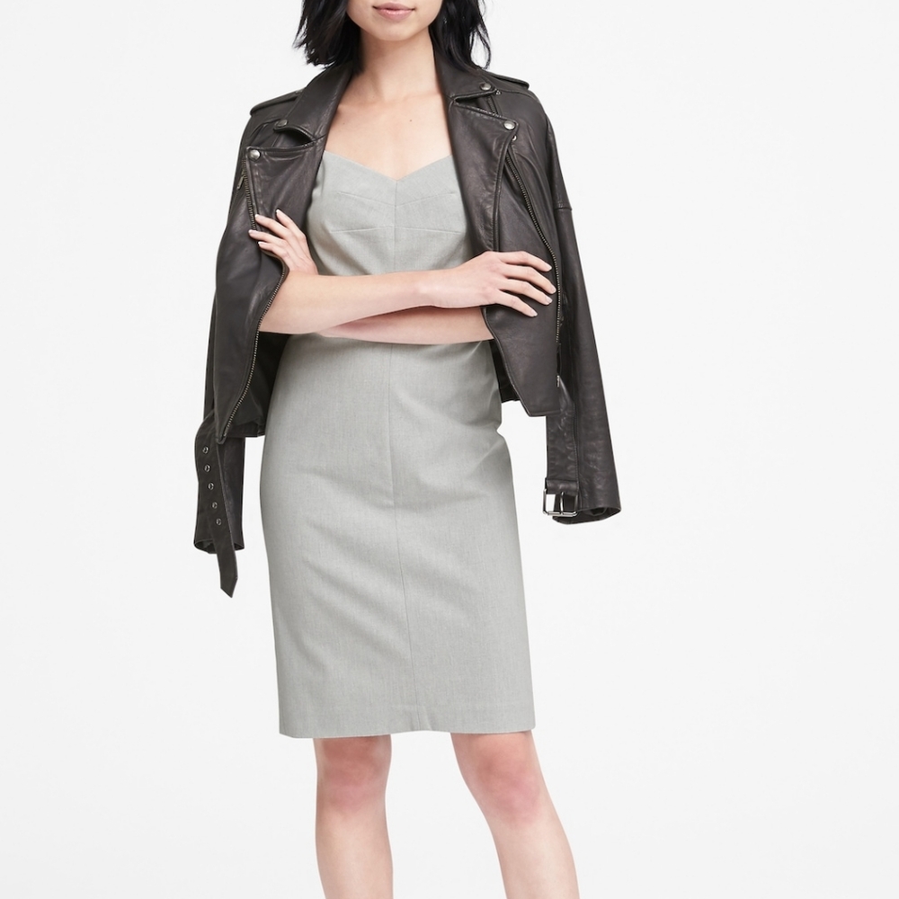 Grey Petite Strappy Sheath Dress | Banana Republic